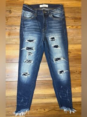 KanCan Signature Jeans Womens 26 Distressed Raw Hem Skinny Stretch Denim Mid Ris